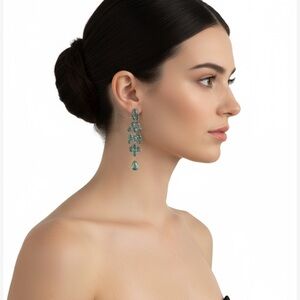 NWT Elegant Aqua Drop Chandelier Earrings